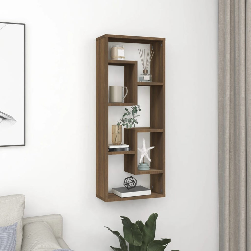 Wandregal Braun Eichen-Optik 36x16x90 cm
