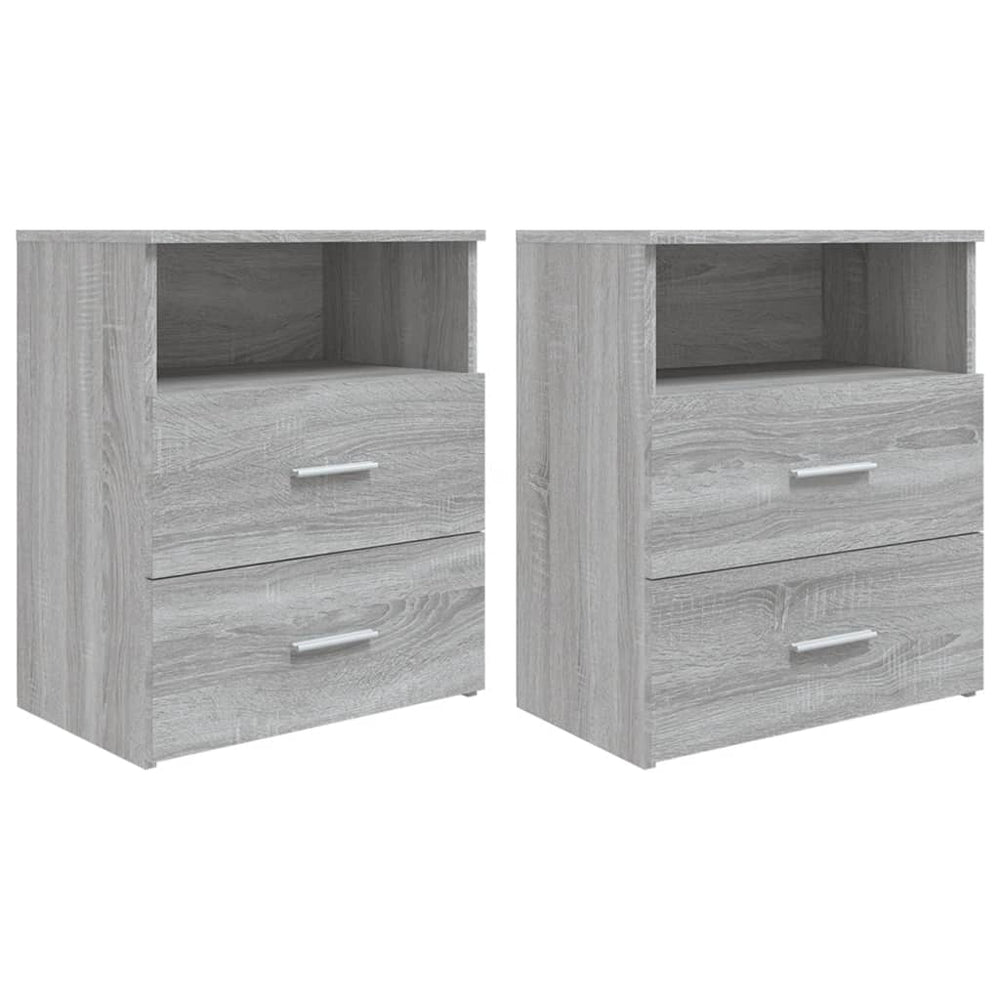 Nachttische 2er Set Grau Sonoma 50x32x60 cm