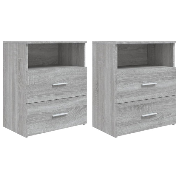 Nachttische 2er Set Grau Sonoma 50x32x60 cm
