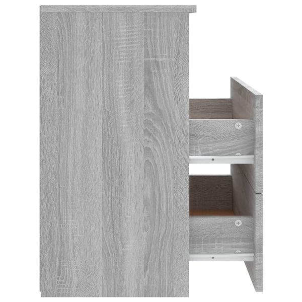 Nachttische 2er Set Grau Sonoma 50x32x60 cm