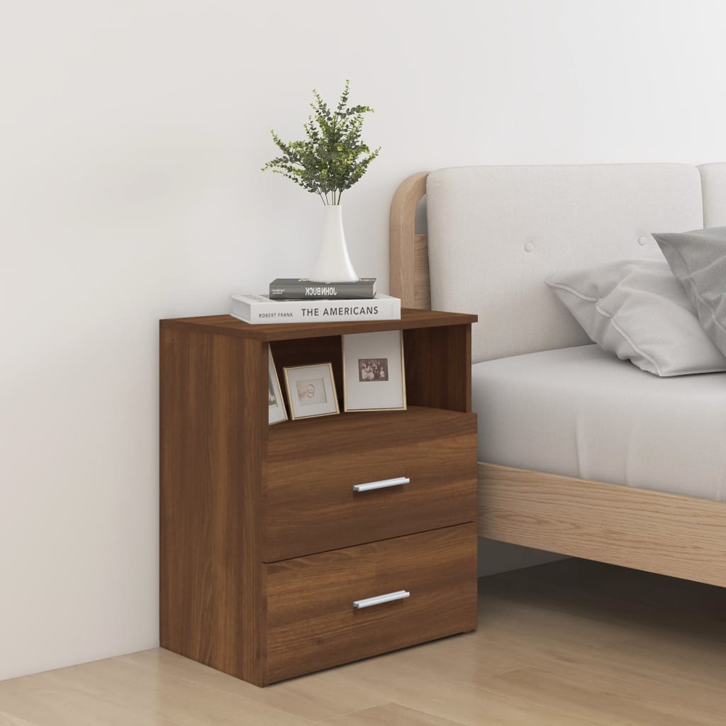 Nachttische 2er-Set Braun Eichenoptik