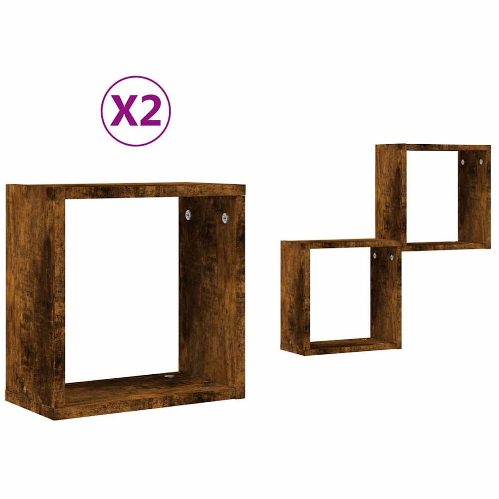 Würfelregale 2er Set Räuchereiche 30x30 cm