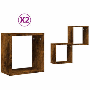Würfelregale 2er Set Räuchereiche 30x30 cm