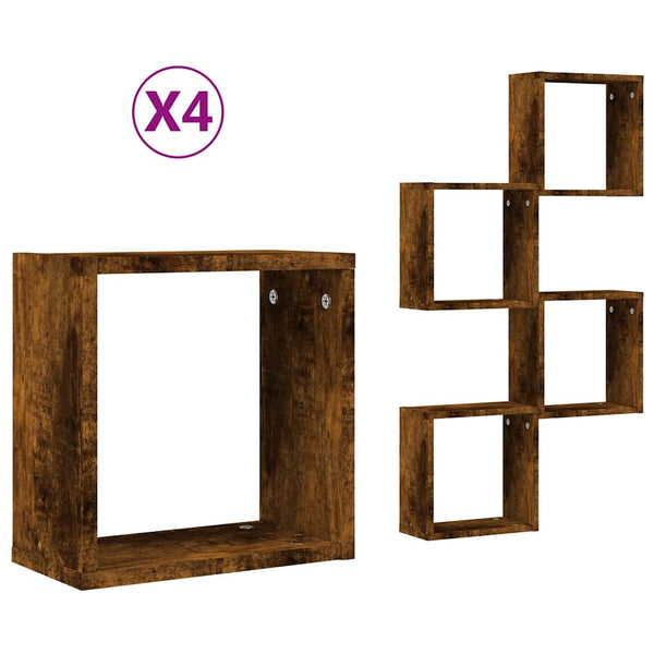 Würfelregale 4er Set Räuchereiche 30x30 cm