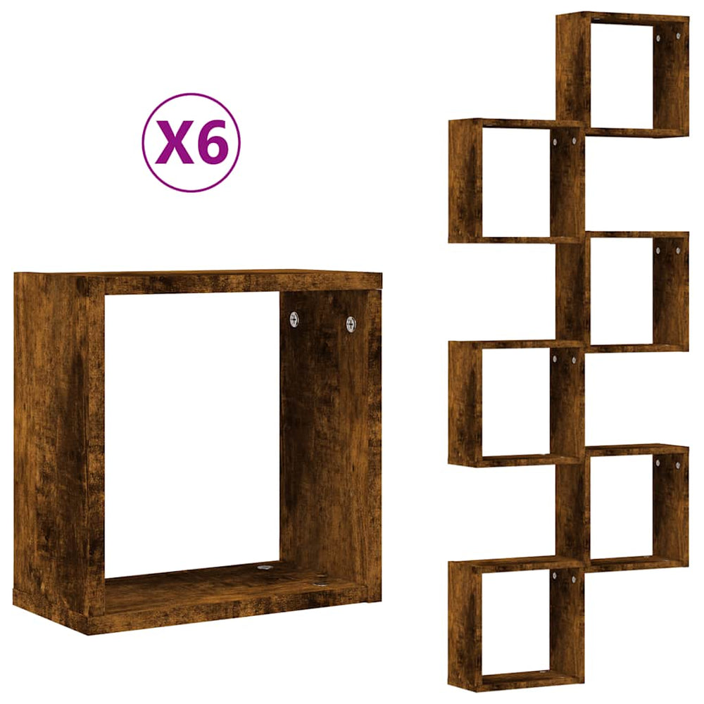 Würfelregale 6er Set Räuchereiche 30x30 cm