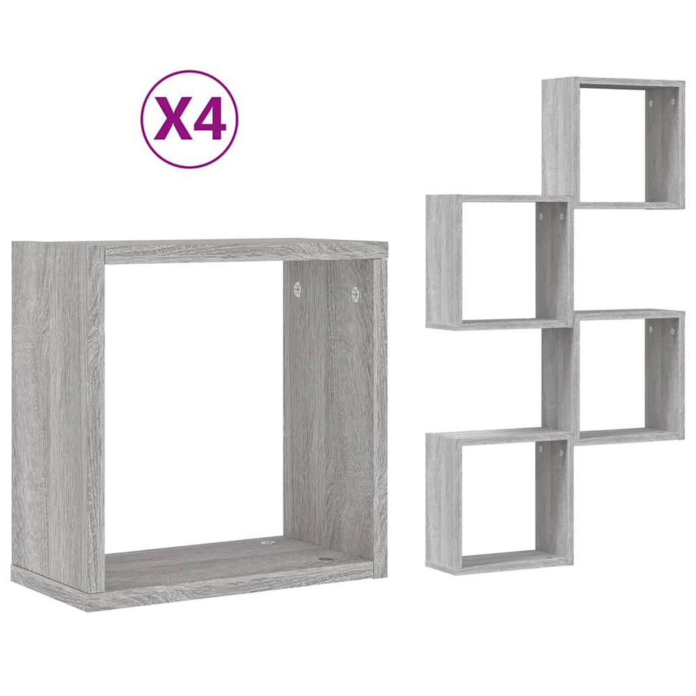 Würfelregale Grau Sonoma 30x15x30 cm, 4er Set