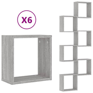 Würfelregale 6er Set Grau Sonoma 30x15x30cm