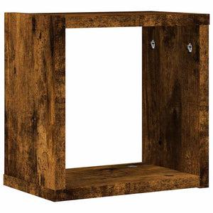 Wandregale mit Regal, Geräucherte Eiche, 2er-Set