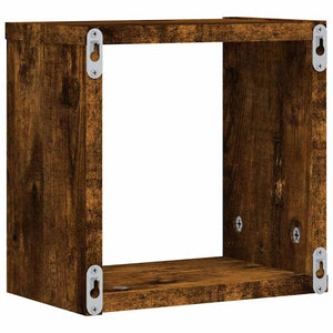 Wandregale mit Regal, Geräucherte Eiche, 2er-Set