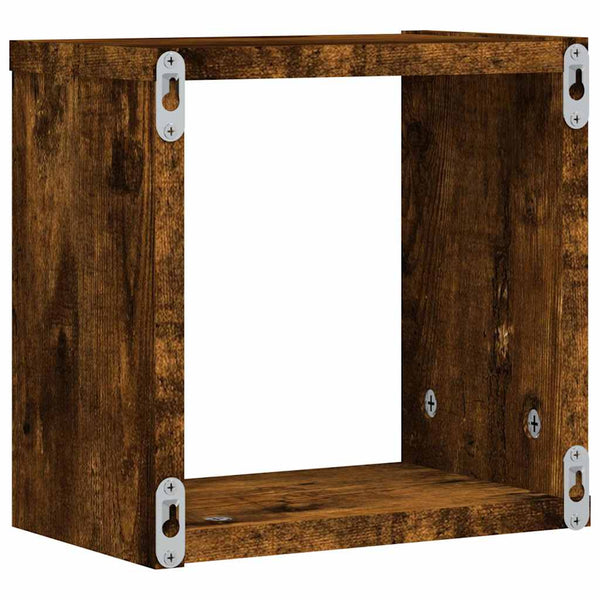 Wandregale mit Regal, Geräucherte Eiche, 2er-Set