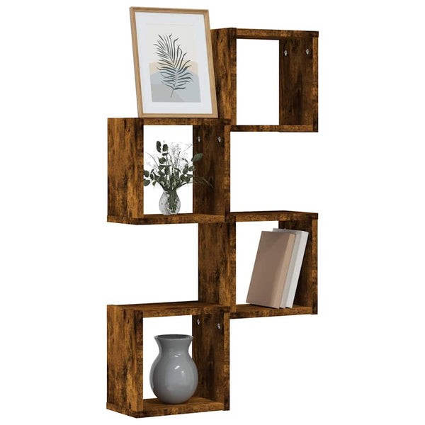 Wandregale mit Regal Geräucherte Eiche, 4er-Set