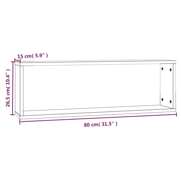 Wandregale 2er Set Räuchereiche 80cm