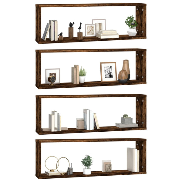 Wandregale 4er Set Räuchereiche 80cm