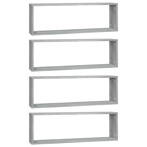 Wandregale Grau Sonoma 80x15x26,5 cm, 4er-Set