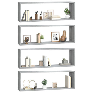 Wandregale Grau Sonoma 80x15x26,5 cm, 4er-Set