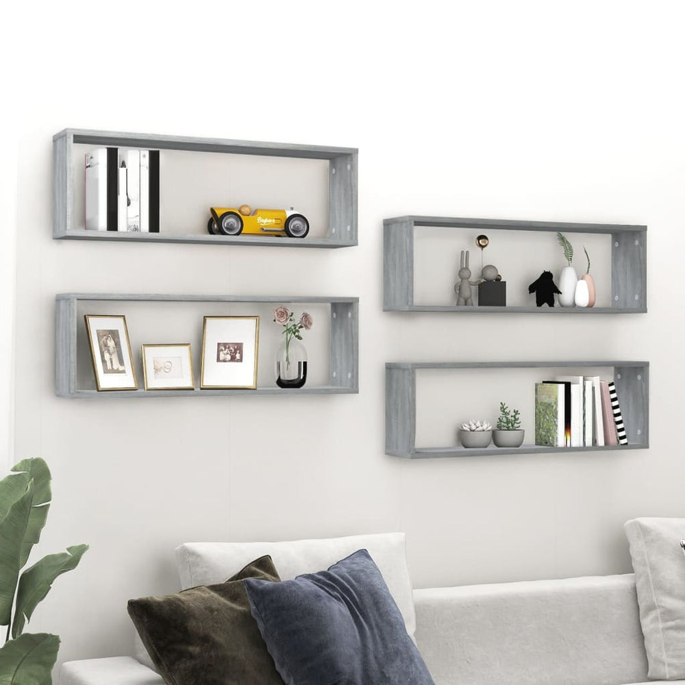 Wandregale Grau Sonoma 80x15x26,5 cm, 4er-Set
