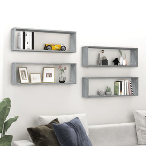 Wandregale Grau Sonoma 80x15x26,5 cm, 4er-Set