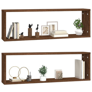 Wandregale 2er Set, Braun Eichen-Optik