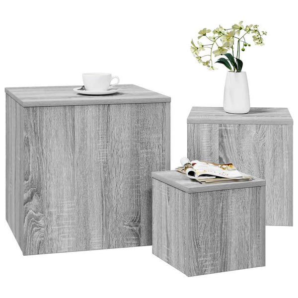Beistelltische 3er Set, Grau Sonoma
