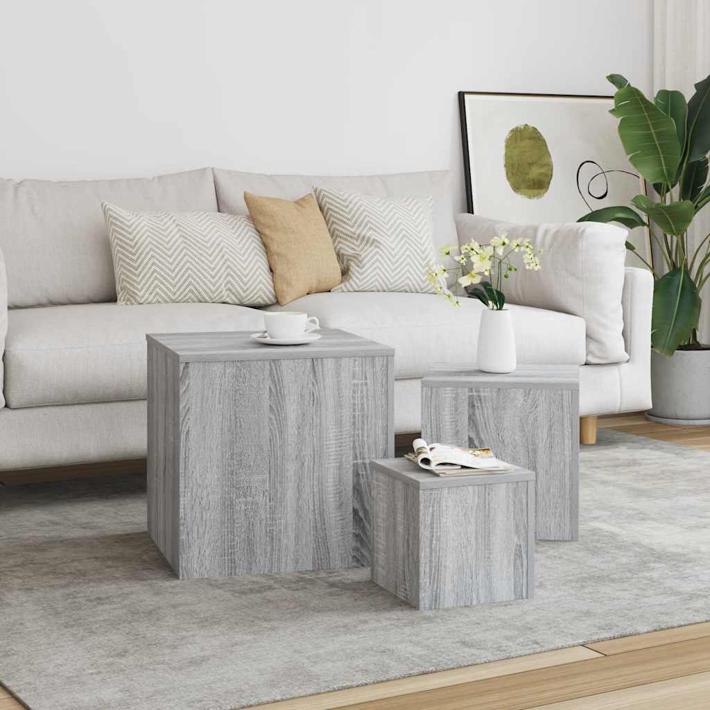 Beistelltische 3er Set, Grau Sonoma
