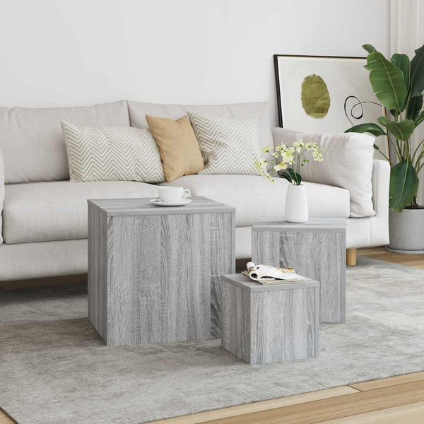 Beistelltische 3er Set, Grau Sonoma