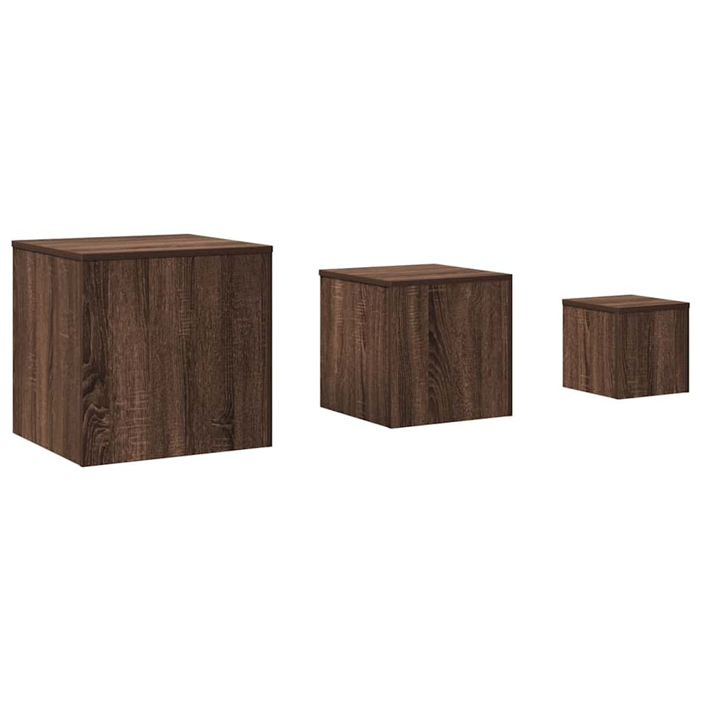 3er Set Beistelltische Braun Eichenoptik