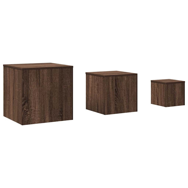 3er Set Beistelltische Braun Eichenoptik