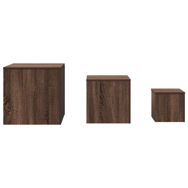 3er Set Beistelltische Braun Eichenoptik