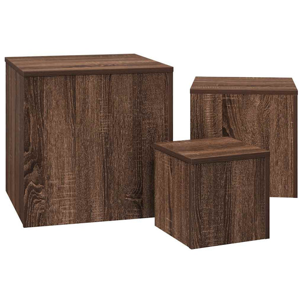 3er Set Beistelltische Braun Eichenoptik