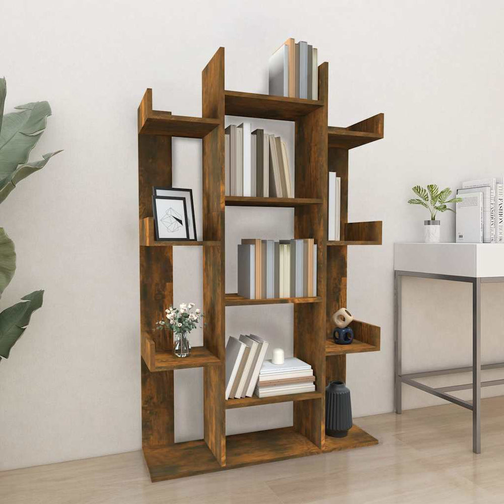 vidaXL Bibliothèque chêne fumé 86x25,5x140 cm bois d'ingénierie