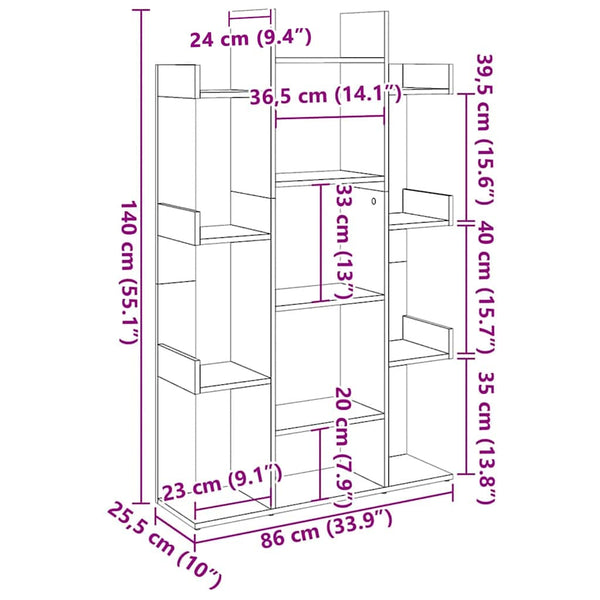 Bücherregal Grau Sonoma 86x140 cm
