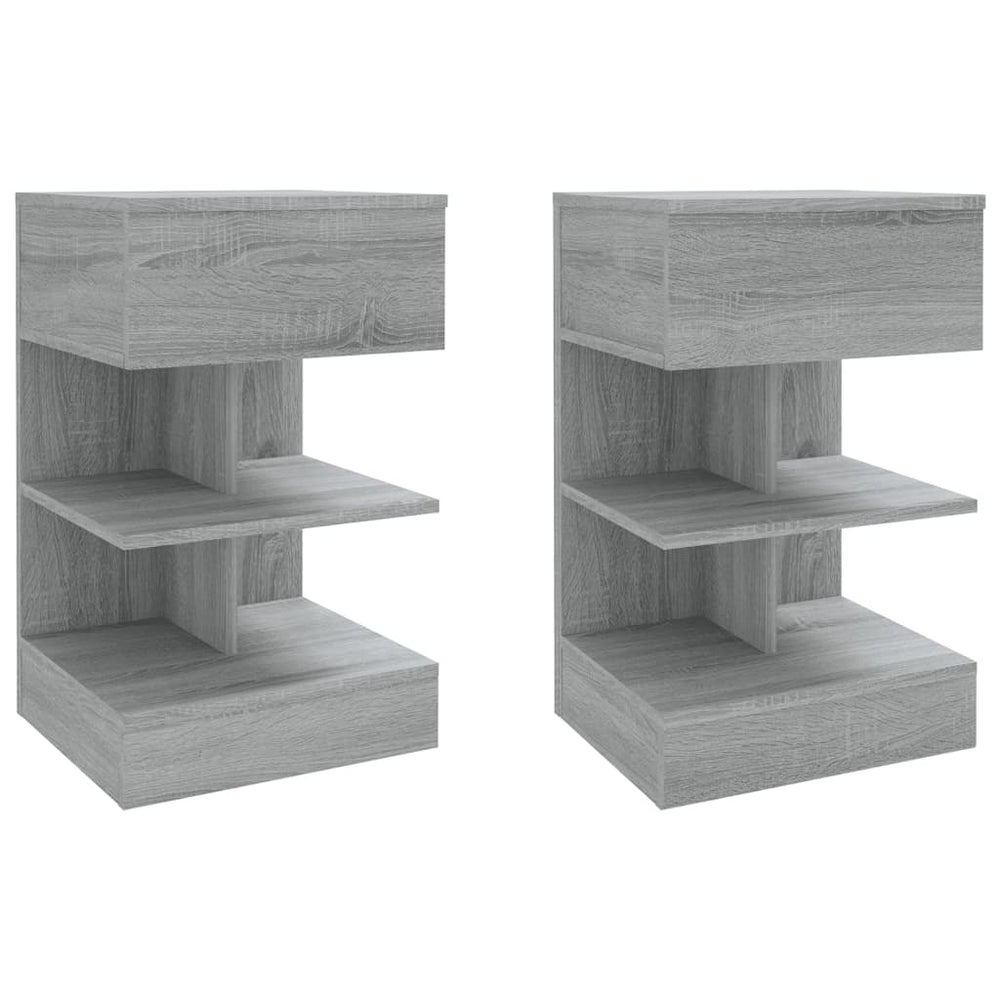 Nachttische 2er Set Grau Sonoma 40x35x65 cm