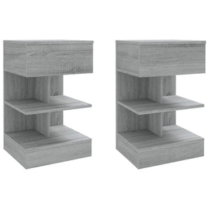 Nachttische 2er Set Grau Sonoma 40x35x65 cm