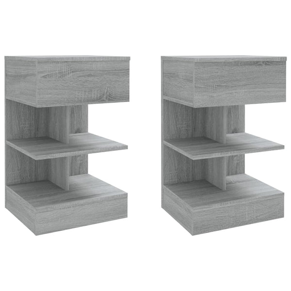 Nachttische 2er Set Grau Sonoma 40x35x65 cm