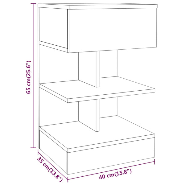 Nachttische 2er Set Grau Sonoma 40x35x65 cm