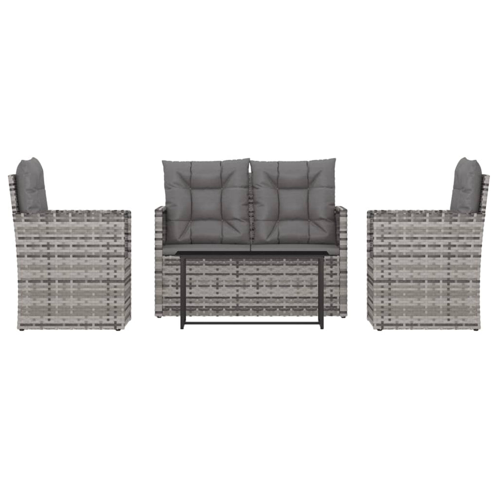 vidaXL Salon de jardin 4 pcs avec coussins résine tressée gris