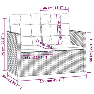 4-tlg. Garten-Lounge-Set mit Kissen Poly Rattan Grau