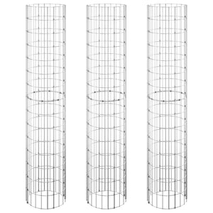 vidaXL Jardinières surélevées gabions 3 pcs. Rond Acier galvanisé Ø30x150 cm