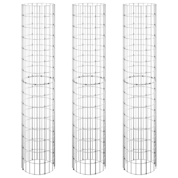 vidaXL Jardinières surélevées gabions 3 pcs. Rond Acier galvanisé Ø30x150 cm