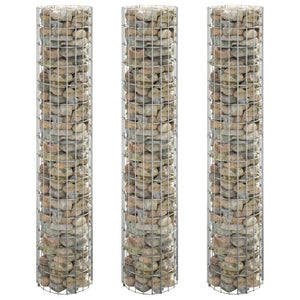 vidaXL Jardinières surélevées gabions 3 pcs. Rond Acier galvanisé Ø30x150 cm