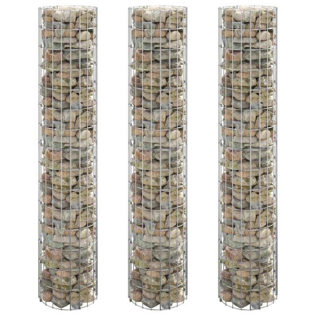 vidaXL Jardinières surélevées gabions 3 pcs. Rond Acier galvanisé Ø30x150 cm
