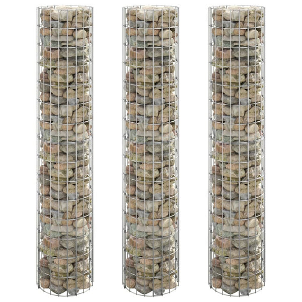 vidaXL Jardinières surélevées gabions 3 pcs. Rond Acier galvanisé Ø30x150 cm