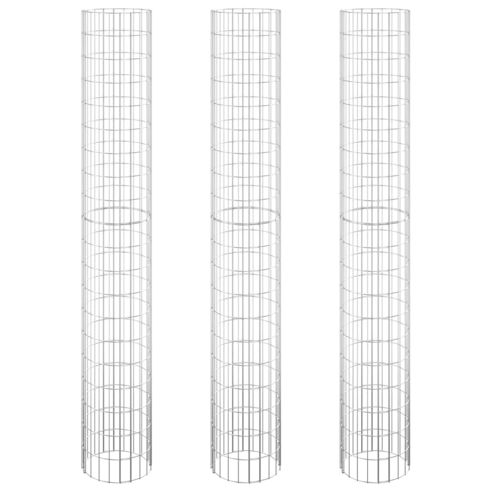 Gabionen-Hochbeete 3 Stk. Rund Verzinkter Stahl Ø30x200 cm