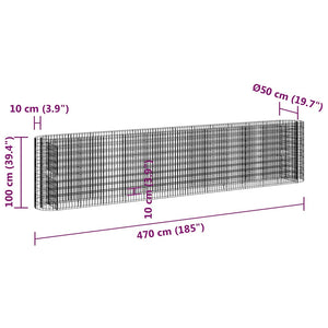 Gabionen-Hochbeet Verzinktes Eisen 470x50x100 cm