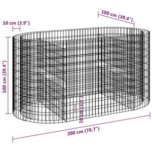 Gabionen-Hochbeet Verzinktes Eisen 200x100x100 cm