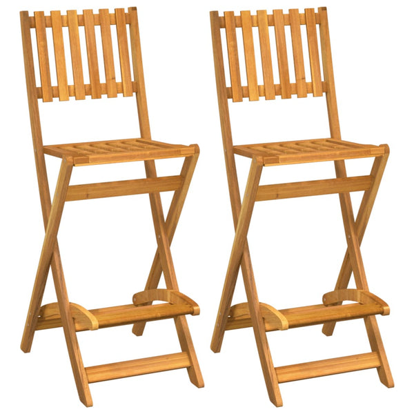 vidaXL Tabourets de bar de jardin pliants 2 pcs Bois d'acacia massif