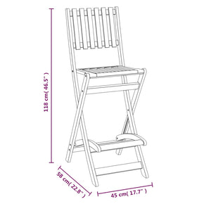vidaXL Tabourets de bar de jardin pliants 2 pcs Bois d'acacia massif