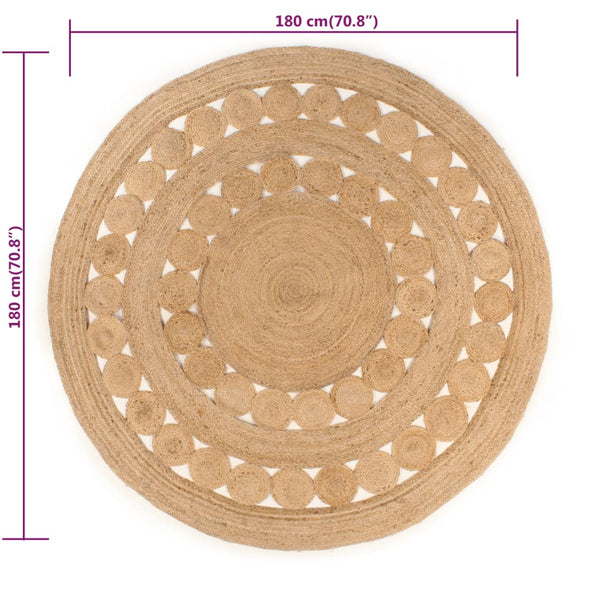 Jute Teppich Geflochten Rund, 180 cm
