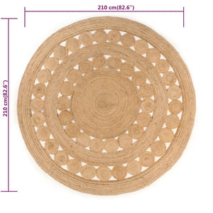Jute Teppich Geflochten Rund, 210 cm