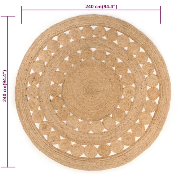 Jute Teppich Geflochten Rund 240cm